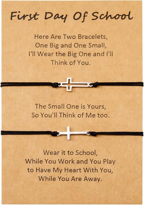 Back to School Gifts Mommy and Me Bracelet First Day of School Matching Wish Bracelets Set for Mother Daughter Son Women Teen Girls Boys Jewelry Gift
