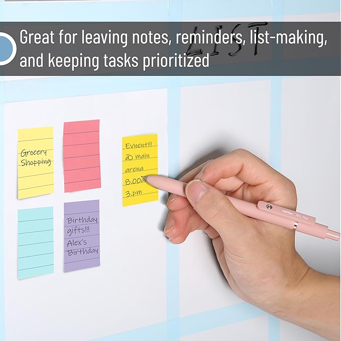 Mr. Pen- Small Lined Sticky Notes, 1.5" x 2", 6 Pads, 60 Sheets/Pad, Vibrant Color, Mini Sticky Notes with Lines, Ruled Post Stickies, Memo Pads, Self-Stick Note Pad for Office, School, Home, Study