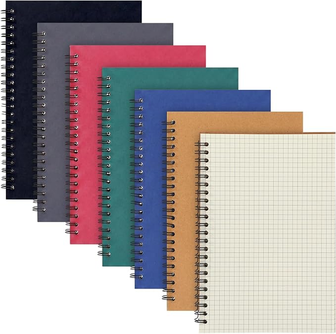 Epakh 6 Pack Spiral Notebook Bulk, Back to School Hardcover Spiral Journal Notebook 5.5 x 8.3 Inch, First Day of School Travel Writing Journal Notepad, 50 Sheets 100 Pages (Grid,Assorted Colors)