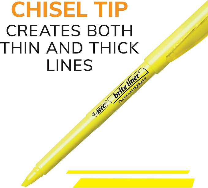 BIC Brite Liner Highlighters, Chisel Tip, 5-Count | Assorted Colors | Pack of 2