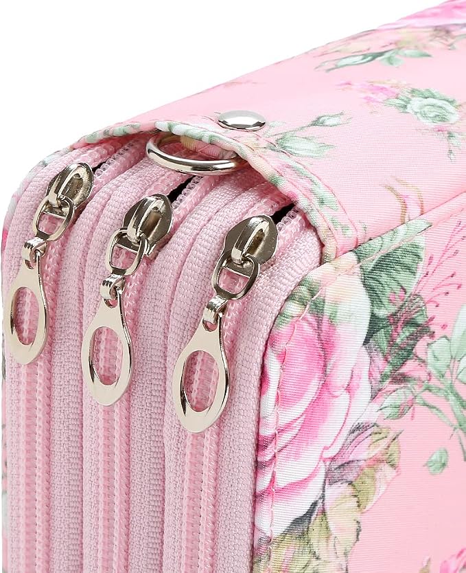 72 Slots Pencil Case Organizer w/Removal Handle Strap | 3-Layer Zipped Pencils Box Large for Colored Pencils Watercolor Pencils for Office and Travel for Artist