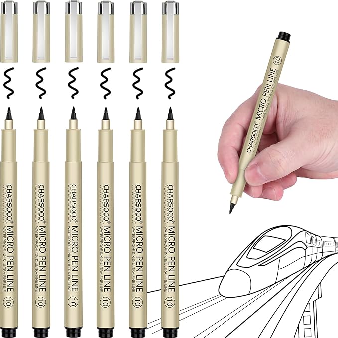 10 Micro Pen, 6 Pack Black Fine Point Pen with Waterproof Archival Ink, 1mm Fineliner Ink Pens for Artist Illustration, Sketching, Anime, Manga, Technical Drawing and Scrapbooking-10