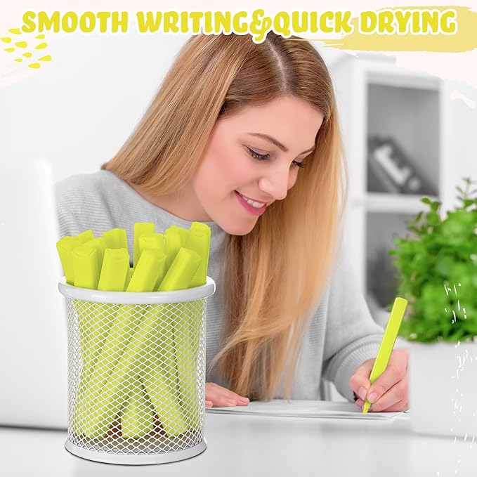Marspark 120 Pcs Highlighters Bulk Chisel Tip Aesthetic Bright Yellow Colors No Bleed Marker Pens for Journal Planner Notes Study Office Supplies (Bright Yellow Colors)