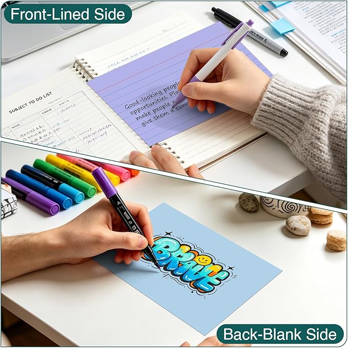 Index Cards 5x8, 100 Sheets, Ruled Color Flash Cards for Effective Studying and Note-Taking, Premium Note Cards, Essential School Supplies for College & Office, Home Organization & Study Supplies