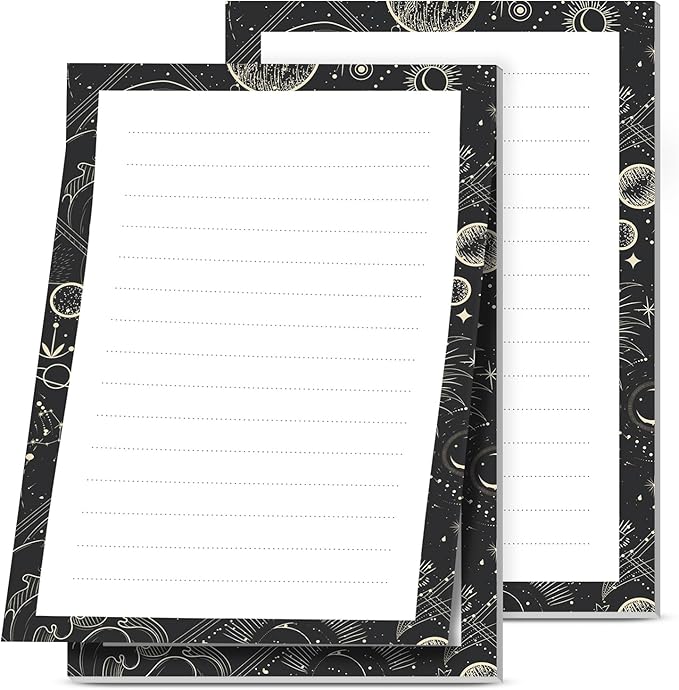2 Pack Lined Sticky Notes 4x6 in, Cute Self-Stick Notepads with Lines, Large Memo Pads Strong Adhesive for Office, Home Cute Boho Sun Moon