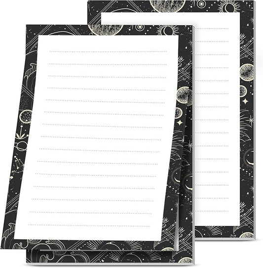 2 Pack Lined Sticky Notes 4x6 in, Cute Self-Stick Notepads with Lines, Large Memo Pads Strong Adhesive for Office, Home Cute Boho Sun Moon