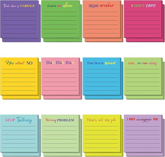 Yinder 24 Pcs Inspirational Sticky Notes Cute Motivational Sticky Notes Pad End of Year Employee Appreciation Gifts Bulk for Teacher Nurse Coworkers Office Supplies 3 x 3'' (Funny,Bright Color)