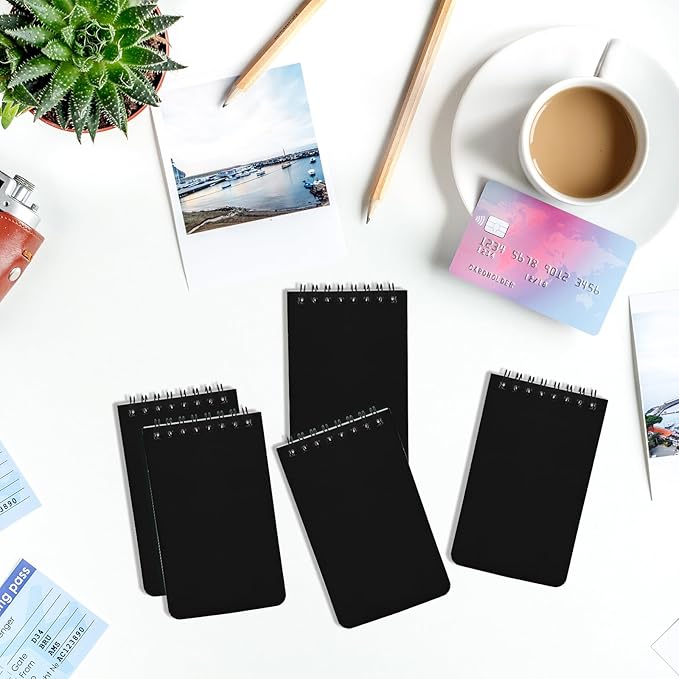 12 Pack mini Spiral Steno Pads,3x5 Inch Small Notepads,Small Pocket Notebooks, College Ruled Lined Note Pads For Kids Adults Outdoor,Home,School,Office,75 Sheets/150 Pages (Black)