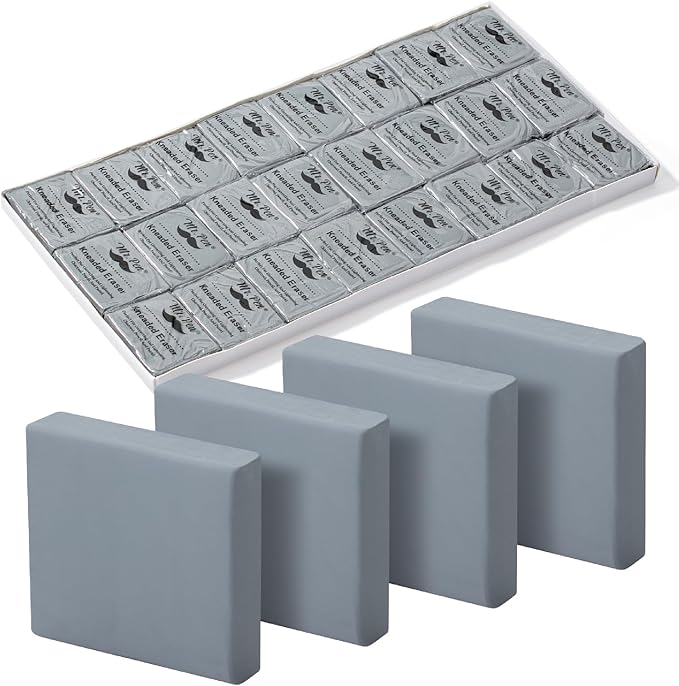 Mr. Pen- Kneaded Erasers, 1.37" x 1.7", 24 Pack, Gray, Soft Moldable Art Erasers for Charcoal, Graphite & Pastel Drawing, Precision Highlighting, Smudge Control, Easy Shaping for Artists & Students