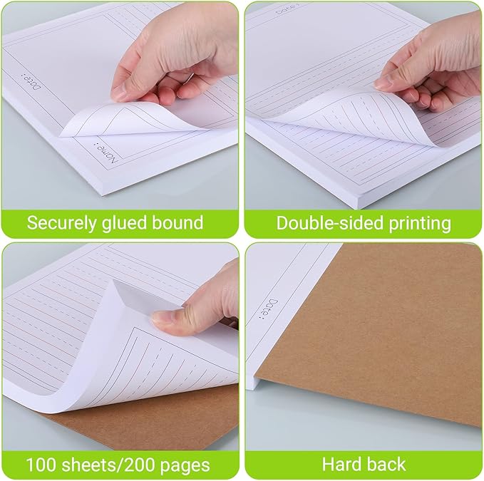 zmybcpack 2 Pack Write Beginner Paper for Kids, 8.5"x11" Story Writing Paper for Kids to Write Story, Primary Composition Notepad(100 Sheets Each, Double-Sided Printing)
