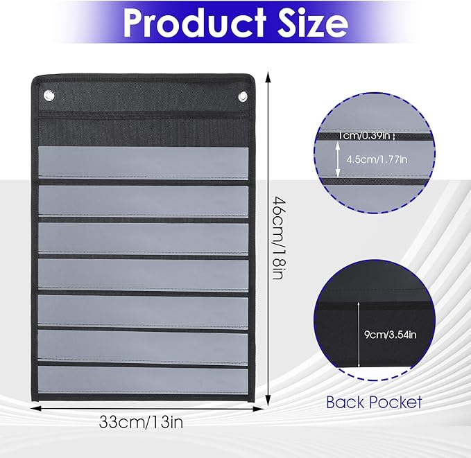 4 Pcs Magnetic Pocket Chart Standard Pocket Chart Classroom Pocket Chart with 40 Pcs Dry Erase Cards for Daily Schedule Class Demonstrations Office Home Activities, Black