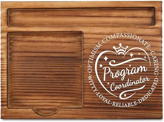 THRXOBN Desk Organizer for Program Coordinators & Office Professionals - Natural Wood with Slots for Notes, Pens, and Small Office Supplies – Stylish & Practical Workspace Solution,WSH21