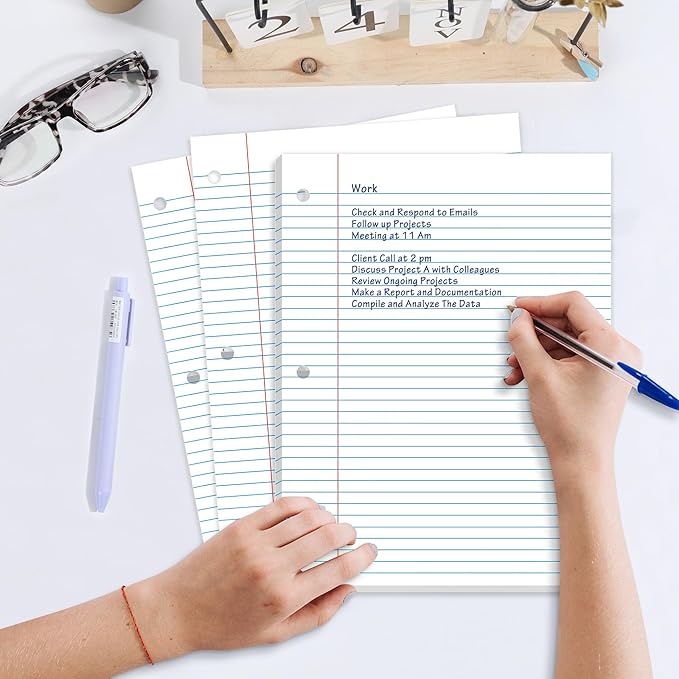 SUNEE Loose Leaf Paper, 450 Sheets, 3 Pack College Ruled Paper, 8 x 10-1/2 Inch Filler Paper, 3 Hole Punch Binder Paper, Loose Leaf Notebook Paper, 150 Sheets/Pack