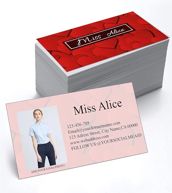 Customized Name Cards 500 PCS, Customized Design with Picture Texture All Business Designs cards No Additional Charge (Color-S)