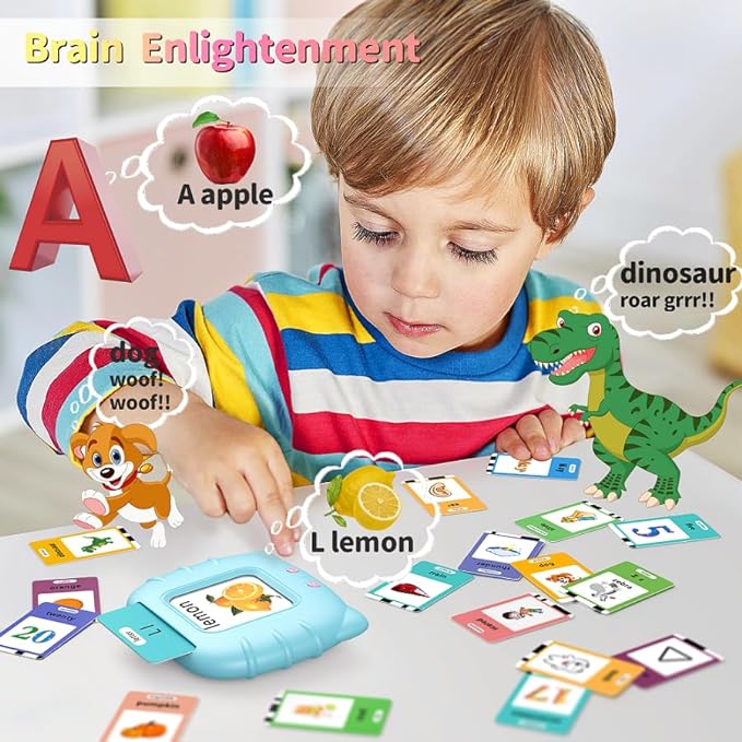 Eaever 252 Sight Words Talking-Flash-Cards, Easter Birthday Gifts for Boys 1 2 3 4 5 6 Year Old, Educational Montessori Toys, Pocket Speech Language Learning Toys for Toddlers Ages 1-6, Blue