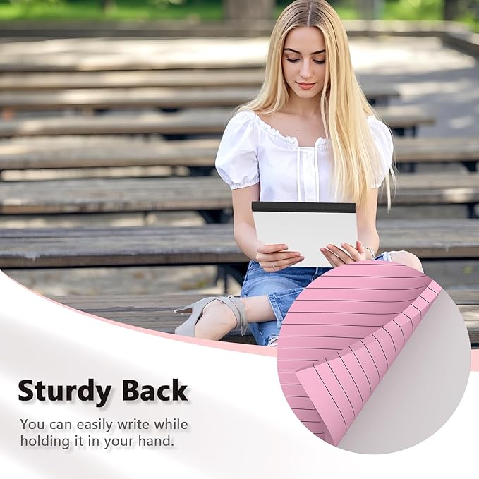 Note Pads 5x8, Narrow Ruled Legal Pad, Writing Pads 5x8, Colored Legal Pads, Pink Legal Pad,Small Note Pad, 30 Sheet/Notepad, 6 Pack Multicolor Lined Paper, Mini Legal Pads for School,Business,Home