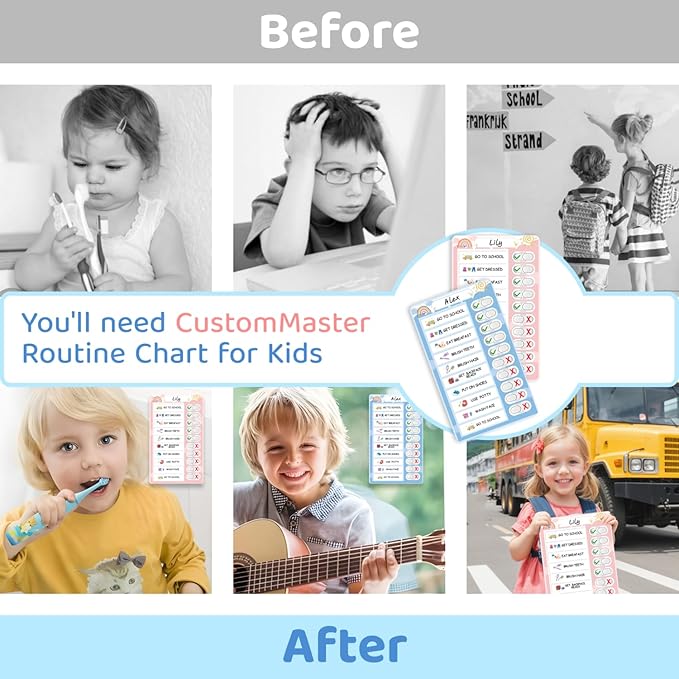 2 in 1 Namable Chore Chart for Kids, Dry Erase Morning/Bedtime Routine Chart for Kid for Refrigerator, Magnetic Visual Schedule for Kid Toddlers to Do List Checklist for Kids