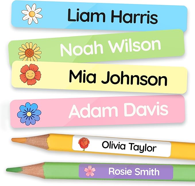 TagBuddy® Personalized Name Labels for Kids Pencils [240pcs] – Waterproof Custom Stickers for School & Daycare – Pencil Name Stickers – Stick On Name Labels for Children Pens (1.8”x0.3”)