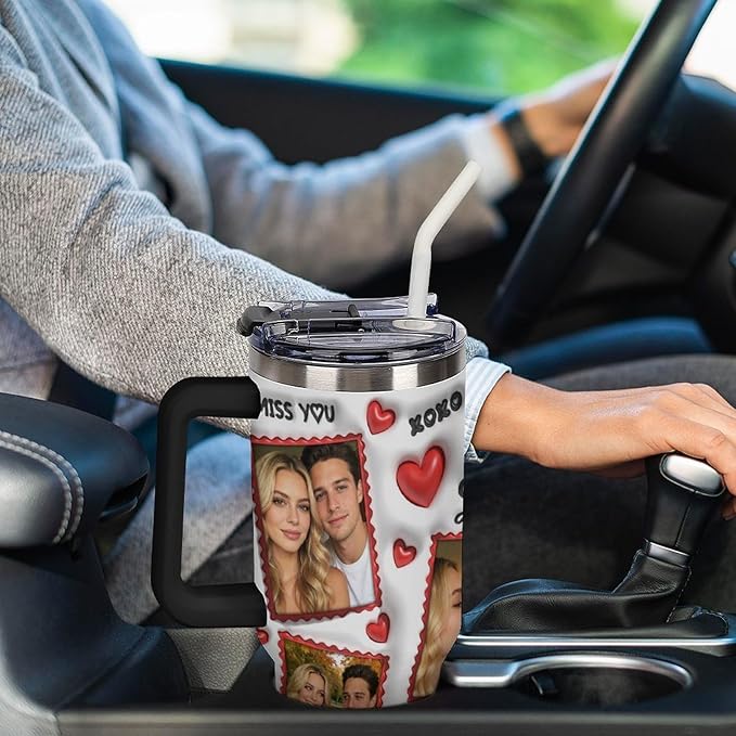 Personalized Tumbler Custom Vacuum Insulated Travel Mug Customizable Coffee Cup with Your Photos and Text Christmas Birthday Gift (40oz Design 7)