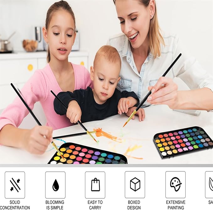 GETHPEN Watercolor Paint,watercolor paint set,48 Colors Washable Watercolor Paint Set With Brush, Refillable Water Brush Pen, Palette, and Water-Washable Paints for Adults Artist Beginner