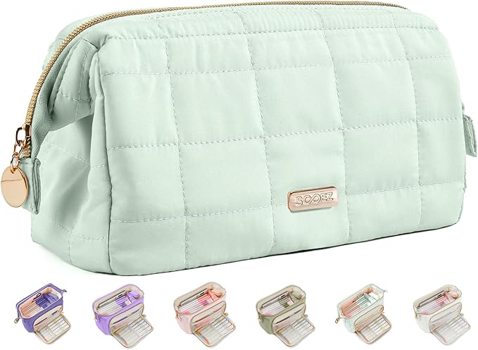 Sooez Large Pencil Case Pouch, Soft Pencil Bag with Zipper, Pen Bag Wide Opening, School Supplies Cute Pencil Case for Girls Boy Men Women, Soft Green