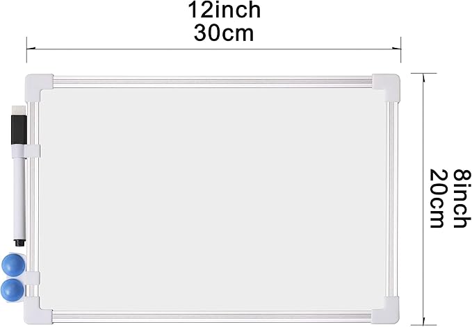 Small Dry Erase Whiteboard 8.5" x 11", Double Sided Aluminum Frame Magnetic White Board, Handheld Whiteboard with Marker and Magnets, Mini White Board for School, Home, Office