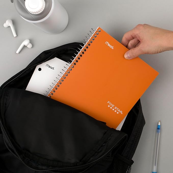 Five Star Spiral Notebook, 2 Subject, College Ruled Paper, 6" x 9-1/2", 80 Sheets, Fights Ink Bleed, Water Resistant Cover, Sedona Orange (840029CD1-ECM)