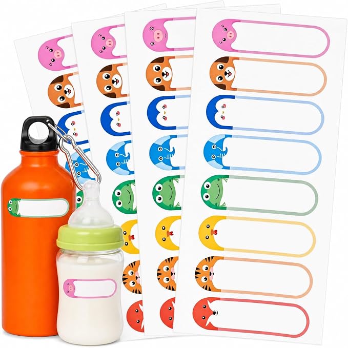 Self Laminating Name Labels, Waterproof Name Stickers for Kids | Dishwasher Safe Labels for Daycare and School, Kids Toddler Stuff, Baby Bottles, Water Bottles and Food Containers, 136 Pack