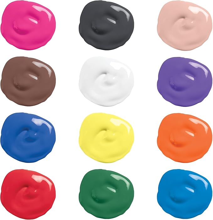 Prang Ready-to-Use Tempera Paint, Assorted Colors, 16 Oz., 12 Count