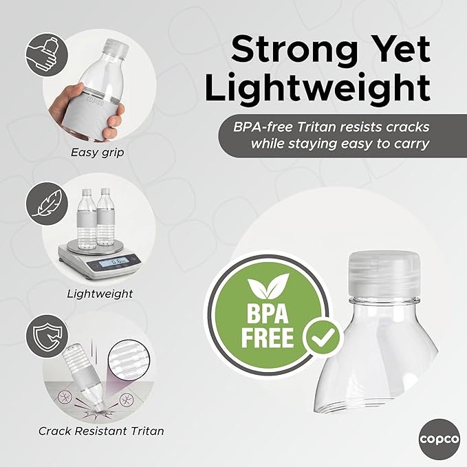 Copco Hydra 16.9 oz Water Bottle, Set of 2 – Leak Proof, BPA Free Tritan, Dishwasher Safe, Twist-Open Body for Ice & Easy Cleaning, Non-Slip Silicone Grip, Ideal for Gym & Office (Gray)