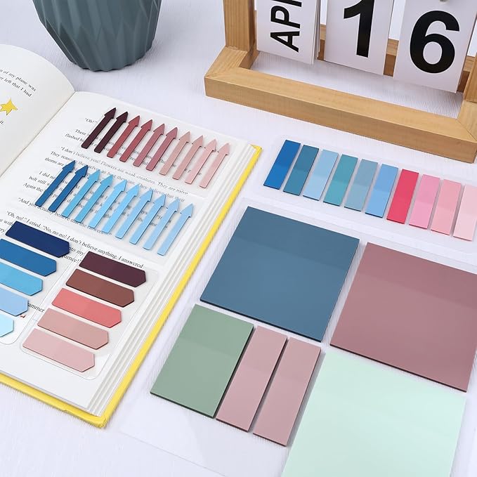 1100 Sheets Transparent Sticky Notes, Clear Book Tabs and See Through Arrow Page Markers, Writable Annotation Index Flags Tapes for School Office Supplies (Vintage)