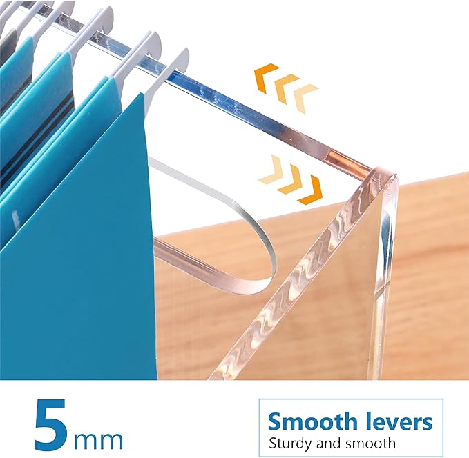Hanging File Folder Organizer, Acrylic File Organizer Box for Legal Size Hanging File Folders, Clear Filing Holder with Handle for Desk Home Office - 1 Pack