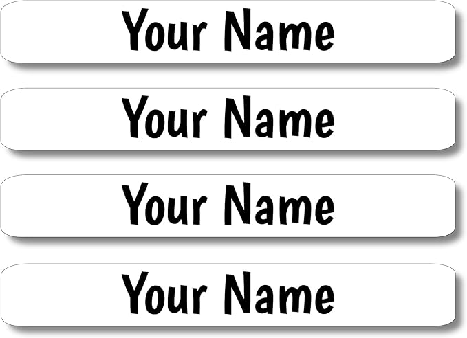 Lovable Labels Personalized Labels for Kids (120 Labels) - Waterproof Dishwasher Safe Peel and Stick Labels are Great for School Supplies Daycare Camp Bottles (White)