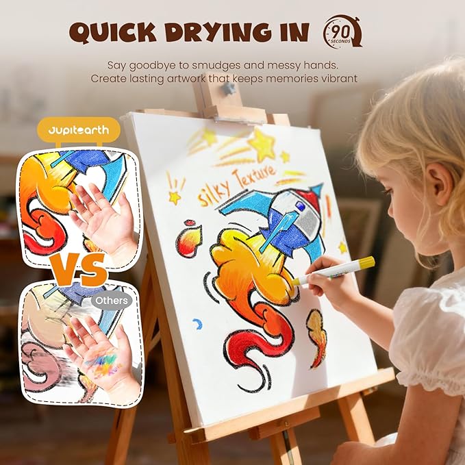 JUPITEARTH 36 Colors Tempera Paint Sticks, Washable Rocket Paint Sticks for Kids, Non-Toxic and Quick Drying