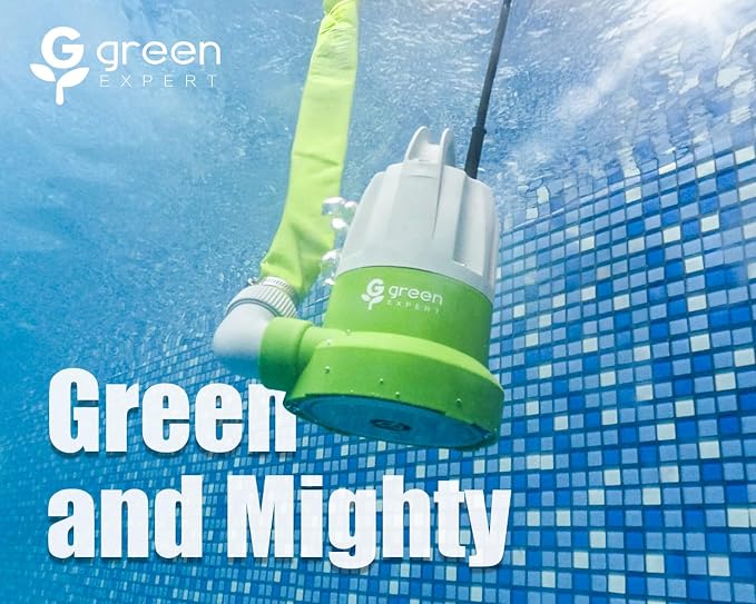 Green Expert 1/2 HP Submersible Utility Pump, 2500 GPH Portable Water Removal, Manual Plug-in Last-Inch Drain with Check Valve and Hose Adapters, 115V Sump Pump for Basement Pool Hot Tub