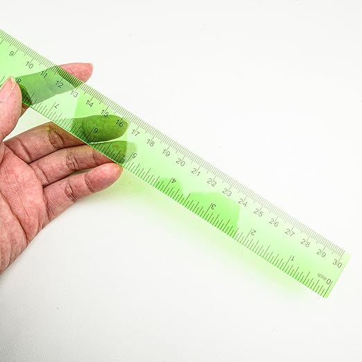 5 Pieces Transparent Green Plastic Ruler, 12 inch (30cm) Ruler, Pack of 5, Clear Ruler, Plastic Ruler, Rulers for Kids, Measuring Tools, Ruler Set, Ruler inches and Centimeters (Green)
