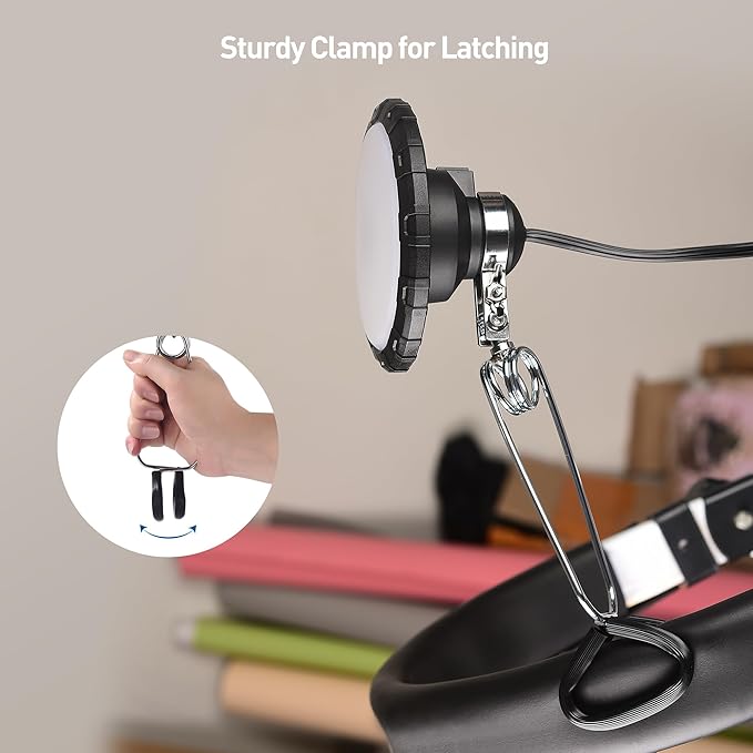 [ETL Listed] Cable Matters Portable LED Clamp Light for Workshop, Clamp On Light (LED Work Lamp) with 6 feet Cord, 800 Lumens, 9.5Watts, 5000K Daylight