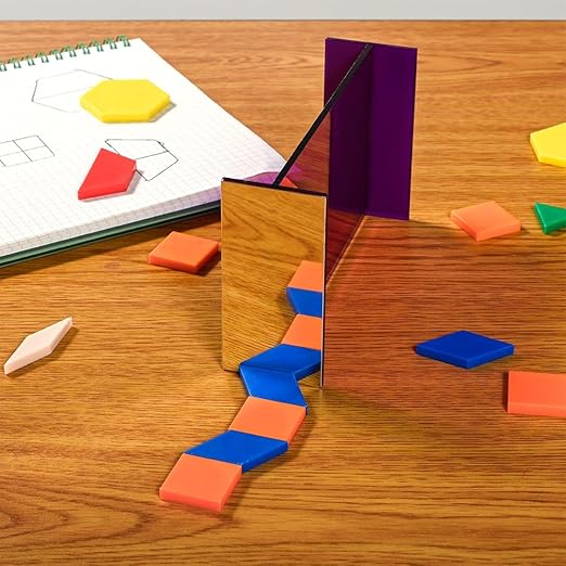 LEARNING ADVANTAGE - 7706 Reflective GeoMirror - Create Expert Drawings With This Easy Tracing Gadget - Mira-Style Geometry Tool - Trace Images and Shapes - Observe Reflections,