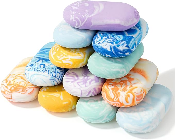 Mr. Pen- Marble Pencil Erasers, 12 Pack, 1" x 2", Soft Rubber Marble Pencil Erasers for School, Office, Art Sketching, Homework, Exams, Clean Smudge-Free Correction