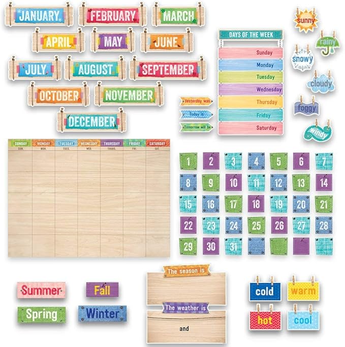 Creative Teaching Press Upcycle Style Calendar Set Bulletin Board (7061),Multi