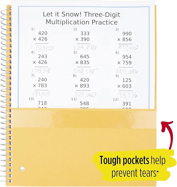 Five Star Spiral Notebook, 1 Subject, College Ruled Paper, 100 Sheets, 11" x 8-1/2", Yellow (73475)