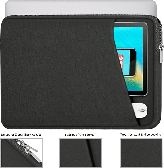 15.6 inch Laptop Sleeve, Durable Briefcase Cover Shockproof Protective Sleeve, Handbags Portable Laptop Bag for 15.6 inch HP Dell Asus Lenovo Notebook Computer Case with Front Pocket, Grey