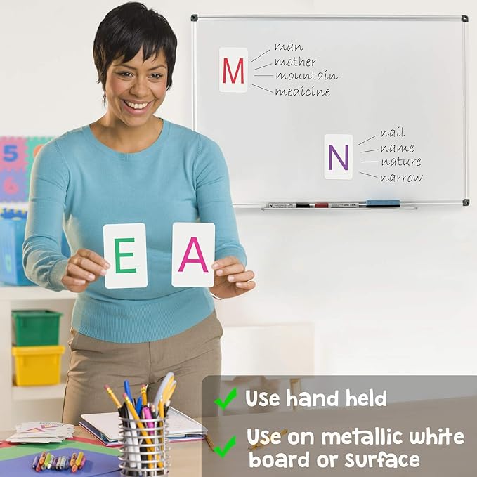 Attractivia Magnetic Big Alphabet ABC Flash Cards - 26 Sturdy Uppercase Large Letters - for Classroom Teachers, Homeschool, ESL, Toddlers 2-4 Years, Kids and Adults