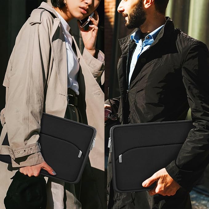 Laptop Case 14 inch, Slim Portable Monitor Protective Cover with Front Pocket, Traveling Computer Carrying Bag Laptop Sleeve Compatible for MacBook Air/Pro, HP, Dell, Lenovo, Acer, Black