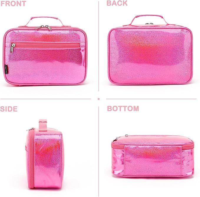 FlowFly Kids Lunch box Insulated Soft Bag Mini Cooler Back to School Thermal Meal Tote Kit for Girls, Boys,Pink