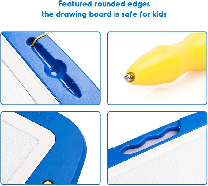SGILE Toddler Toys for Kids, Large Magnetic Drawing Board for Birthday Gift, Toys for 1 2 3 4 Year Old Girls Boys, Etch & Sketch Pad with 4 Stamps, Learning and Educational, 16 ×13 in, Blue