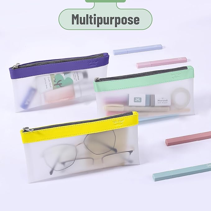 Mr. Pen- Clear Pencil Pouch, 8.50"x4.25", 6 Pack, Durable TPU Material, Medium Water-Resistant Pencil Bags with Smooth Zipper, Multipurpose Clear Pouch for Stationery, School, Office, Travel Supplies