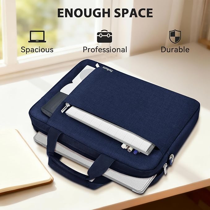 Ferkurn Laptop Bag Case for Women Men Computer Bag Compatible with HP Envy Pavilion Omen/LG Gram/MSI/Dell Inspiron XPS/Lenovo/Acer, Shoulder Strap Carrying Messenger Briefcase, Blue, 14 Inch
