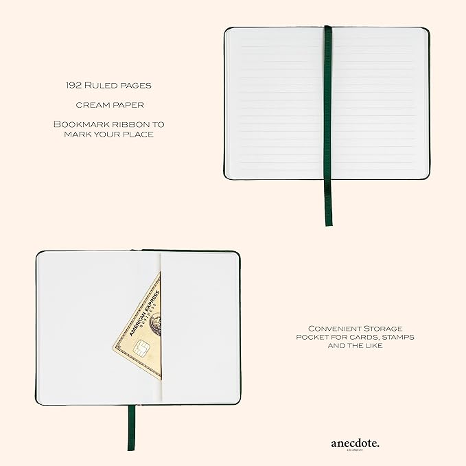 ANECDOTE. Small Journal Notebook for Men & Women, 192 Pages | Thick 80 GSM Lined Paper| Hardcover (5.5"x3.5" Pocket Size) | Daily Journaling Diary for Work, Travel, School & Office Use (Olive Green)