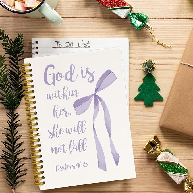 JKMBN Coqeutte Purple Bow Christian Bible Verse Journal for Teen Girls